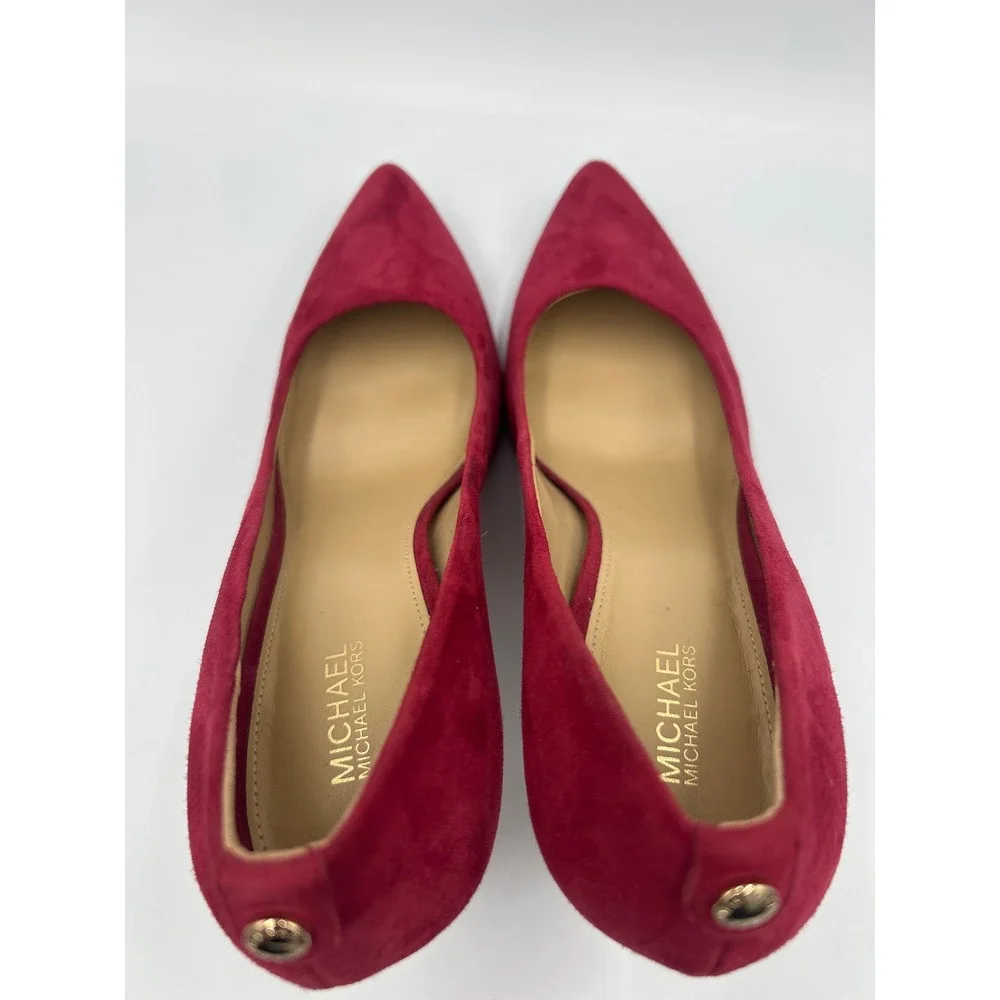 Michael Kors Dorothy Flex Pump Berry Red Suede Pointed Toe Stiletto Heel 8.5 - Picture 5 of 8
